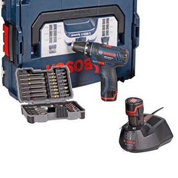 Bosch Akkubohrschrauber-Set GSR 10,8-2-LI Professional blau L-BOXX, 2x Akku (1,3 Ah), Bitset 43 tlg. - 1