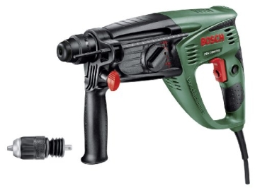 Bosch Home and Garden Bohrhammer PBH 3000 FRE, SDS Bohrfutter, 4tlg. SDS-Set, Flachmeißel, Tiefenanschlag, Zusatzhandgriff, Koffer (750 W, BohrØ Beton 26 mm)